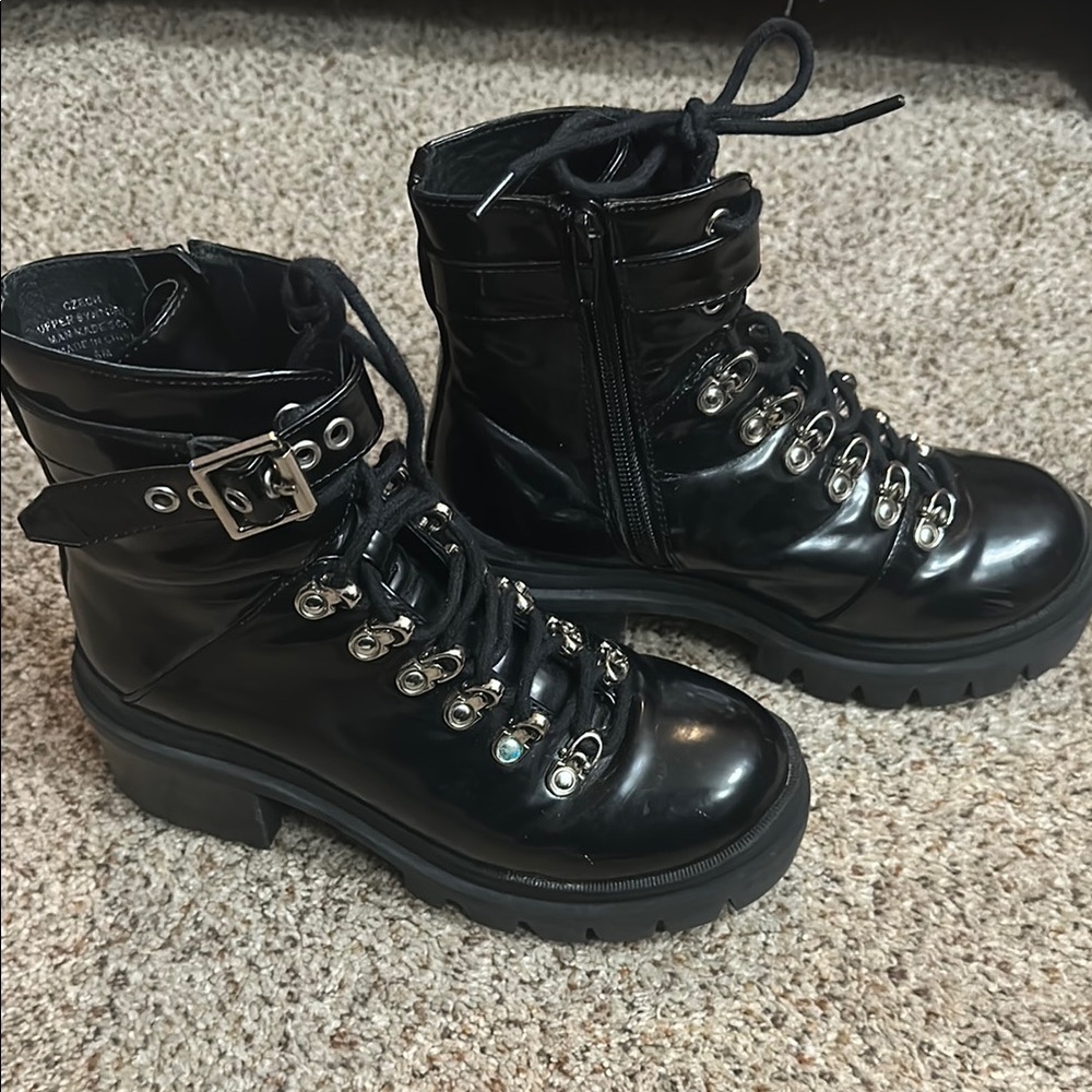 Women's Black Lace-Up Ankle Boots